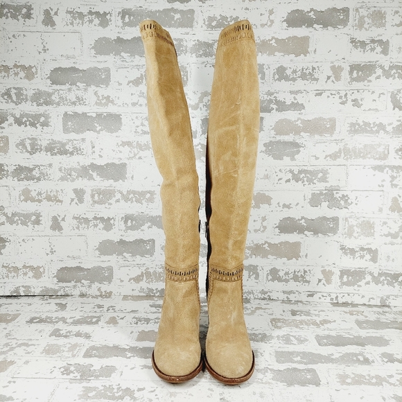 Vince Camuto Madolee Tan Suede Block Heel Over the Knee Boots H866 - Picture 3 of 13